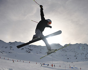 Image showing extreme freestyle ski jump