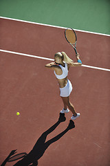 Image showing young woman play tennis 