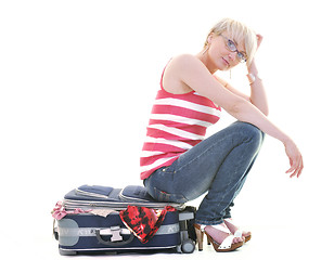 Image showing woman with travel bag