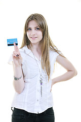 Image showing young woman hold credit card