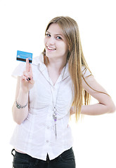 Image showing young woman hold credit card