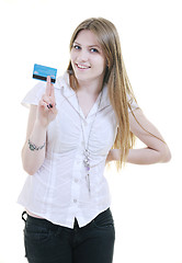 Image showing young woman hold credit card