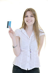 Image showing young woman hold credit card