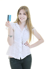 Image showing young woman hold credit card