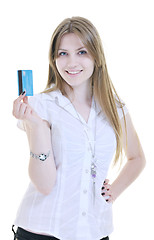 Image showing young woman hold credit card