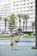 Image showing happy seniors couple  on beach