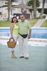 Image showing happy seniors couple  on beach