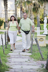 Image showing happy seniors couple  on beach