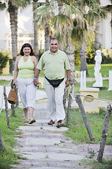 Image showing happy seniors couple  on beach