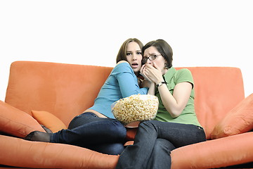 Image showing two woman watching television 