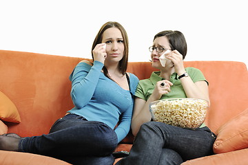 Image showing two woman watching television 