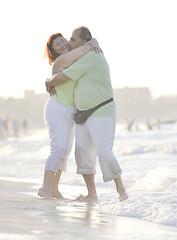 Image showing happy seniors couple  on beach