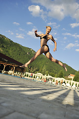 Image showing woman relax on swimming pool