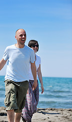 Image showing happy young couple have fun on beach