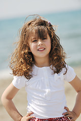 Image showing little female  child portrait on the beach