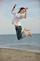 Image showing happy young couple have fun on beach