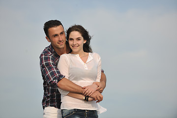 Image showing happy young couple have fun on beach