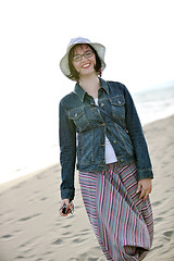 Image showing young woman relax  on beach