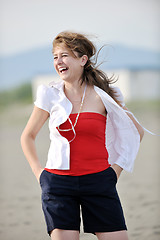 Image showing young woman relax  on beach