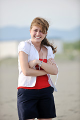 Image showing young woman relax  on beach