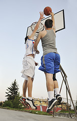 Image showing streetball  game at early morning