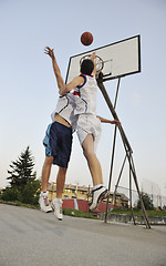 Image showing streetball  game at early morning