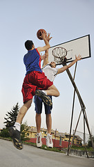 Image showing streetball  game at early morning