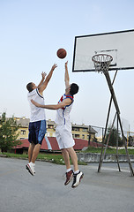 Image showing streetball  game at early morning