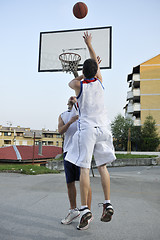 Image showing streetball  game at early morning