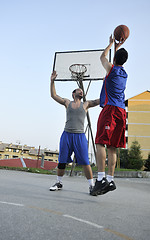 Image showing streetball  game at early morning