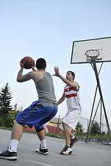 Image showing streetball  game at early morning