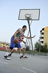 Image showing streetball  game at early morning