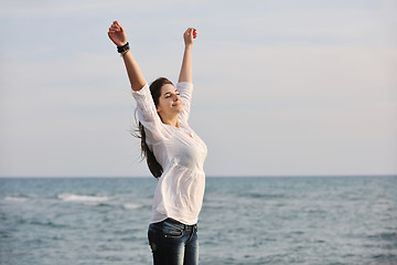 Image showing young woman enjoy on beach