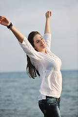 Image showing young woman enjoy on beach