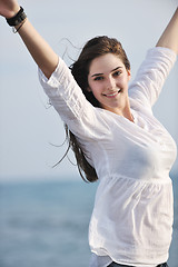 Image showing young woman enjoy on beach