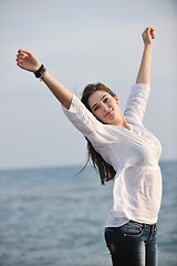 Image showing young woman enjoy on beach