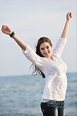 Image showing young woman enjoy on beach