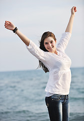 Image showing young woman enjoy on beach