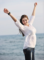 Image showing young woman enjoy on beach