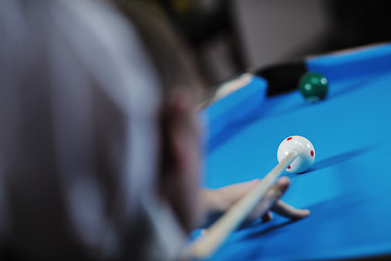 Image showing young man play pro billiard game 