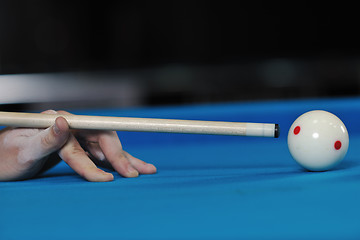 Image showing young man play pro billiard game 