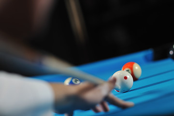 Image showing young man play pro billiard game 