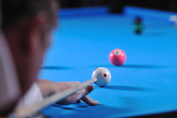 Image showing young man play pro billiard game 