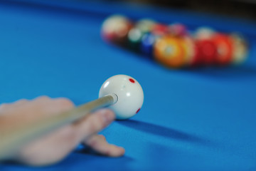 Image showing young man play pro billiard game 