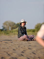 Image showing young woman relax  on beach