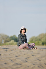 Image showing young woman enjoy on beach