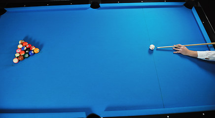 Image showing young man play pro billiard game 