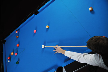 Image showing young man play pro billiard game 