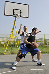 Image showing streetball  game at early morning