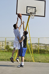 Image showing streetball  game at early morning